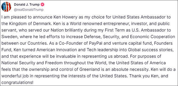 特朗普再次提出购买格陵兰岛，丹麦谨慎回应