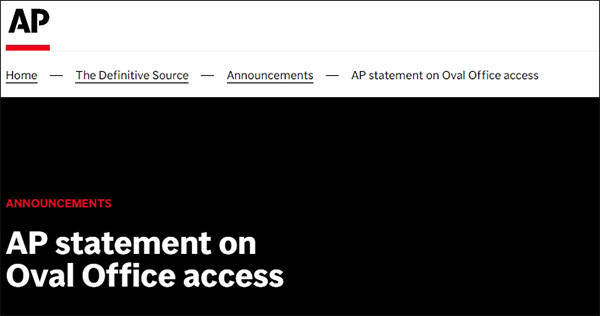 因继续使用“墨西哥湾”一词，美联社被禁止进入白宫椭圆形办公室
