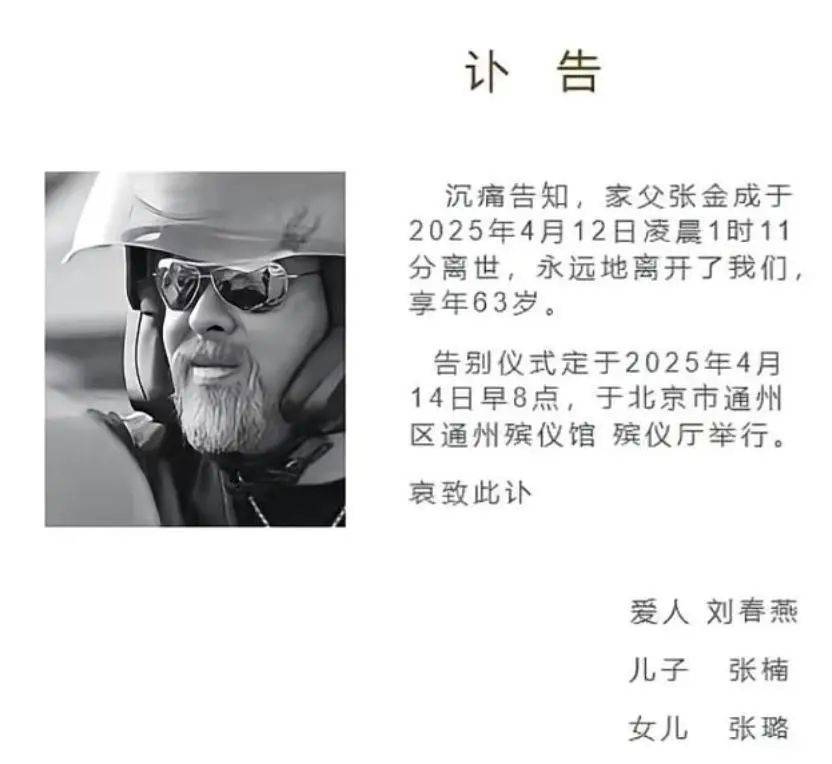 突发讣告！张金成经抢救无效不幸去世，终年63岁