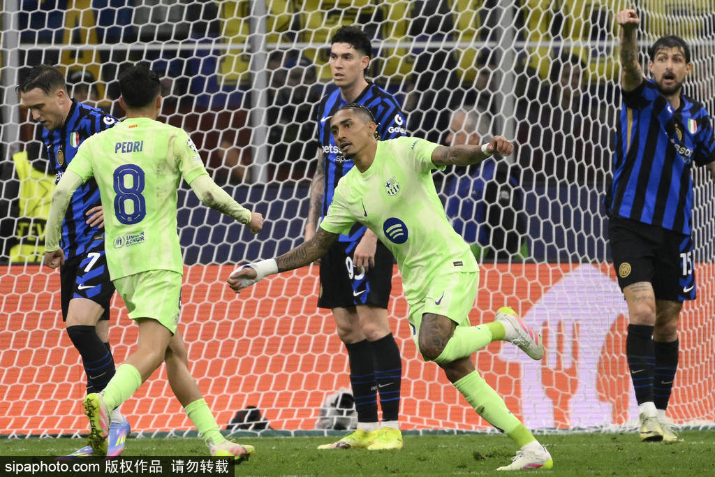 欧冠-弗拉泰西加时制胜索默屡献神扑 国米总分7-6巴萨进决赛