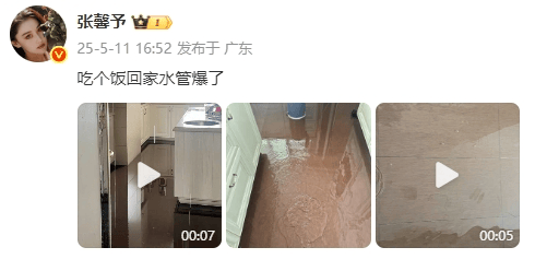 张馨予家被水淹了