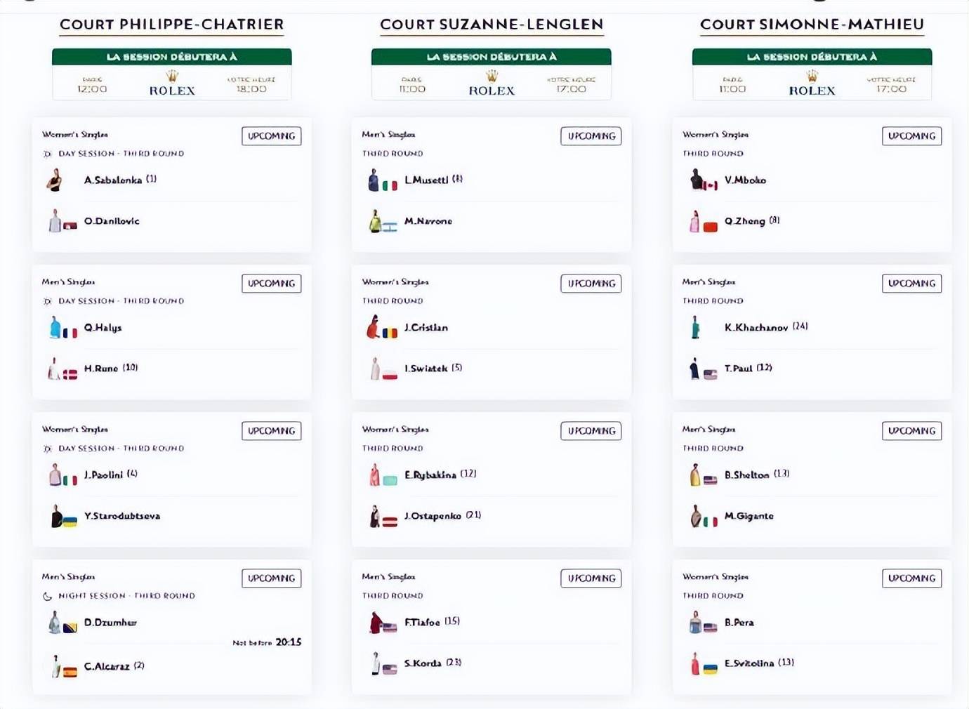 郑钦文17时冲击法网16强 今日赛程速览