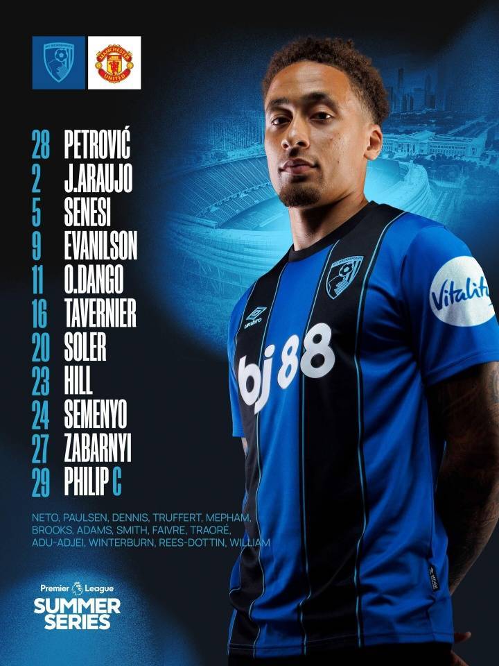 热身赛-曼联vs伯恩茅斯首发：霍伊伦、B费先发，芒特出战