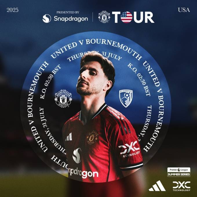 热身赛-曼联vs伯恩茅斯首发：霍伊伦、B费先发，芒特出战